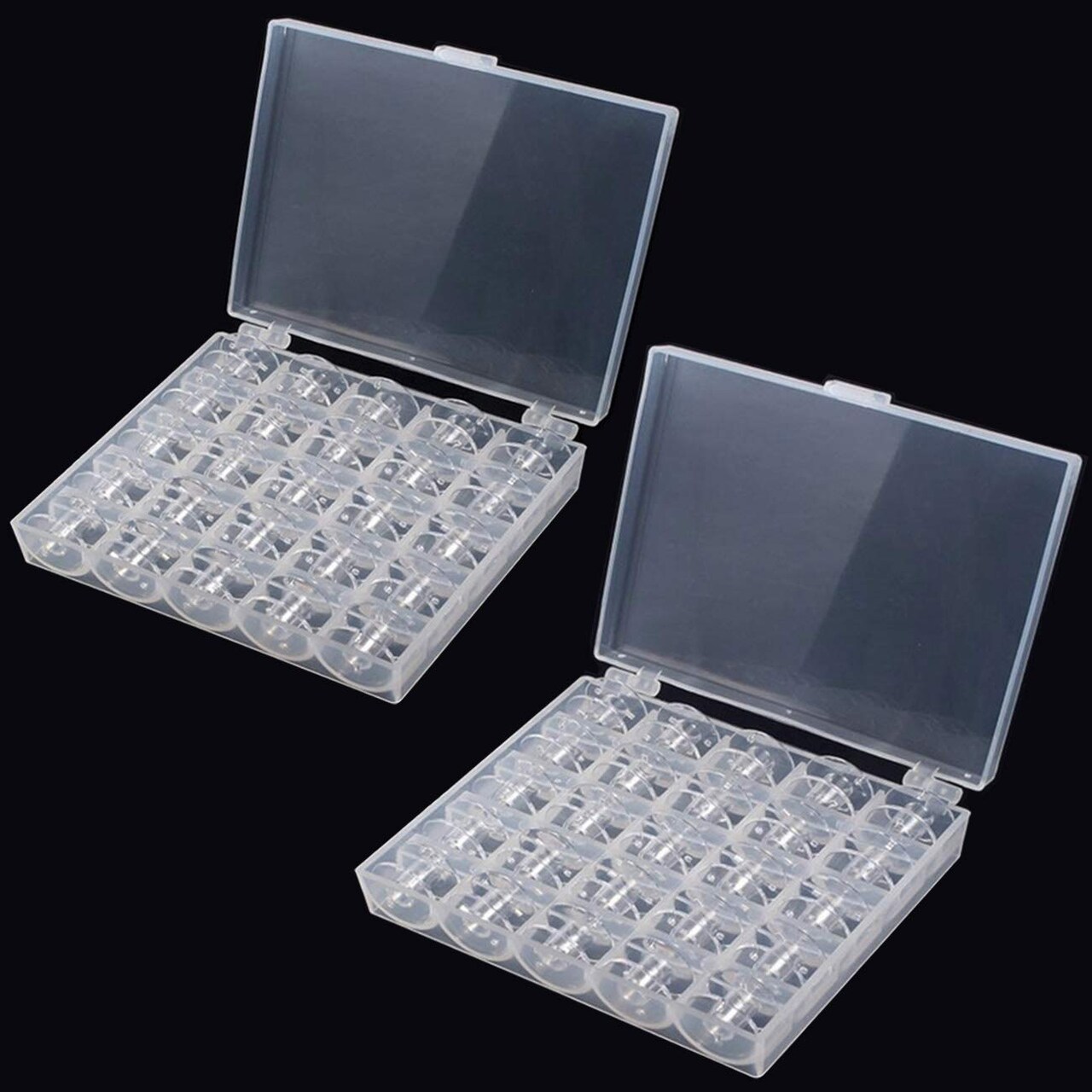 Bobbin Box,Machine Bobbin Organizer Plastic Case,Transparent 25 Slots Empty Bobbins Spools Box,Sewing Craft Plastic Case Storage Box for Sewing Machine